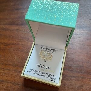 Footnotes Sterling Silver Believe Ring, size 7